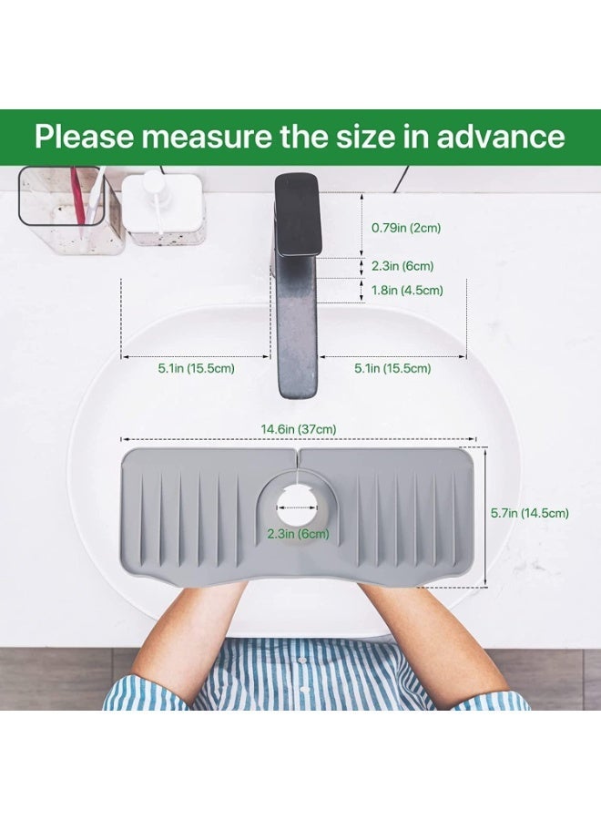 ChicAbode Kitchen Sink Splash Guard Silicone, Sink Faucet Mat Easy To Clean, 14.6 inch Behind Sink Faucet Handle Drip Catcher Tray for Kitchen Counter and Bathroom, Kitchen Sink Accessories (gray) - Image 4